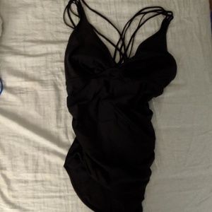 Black strappy swimsuit
